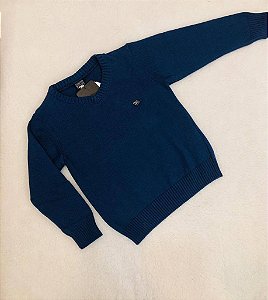 Blusa Infantil Masculina Tricô Fechada Gola V Lisa