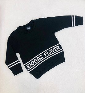 Blusa Infantil Masculina Fechada Gola Redonda Tricô Logo Biogas