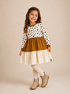Vestido Infantil com Babados Três Marias Moletinho