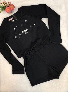 Macacão Juvenil  Moletom Shorts  com Mangas  Colcci