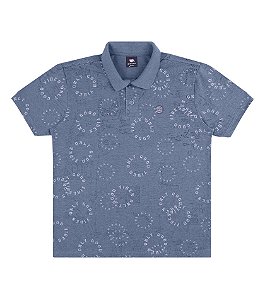 Camiseta Infantil Masculina Gola Polo Cinza Azulado