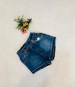 Shorts Infantil Feminino Jeans Barra Desfiado