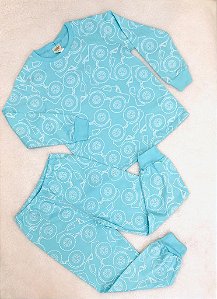 Pijama Infantil Masculino Manga Longa Estampado Duas Cores