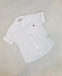 Camisa Infantil Masculina Mangas Curtas Branca Cambraia