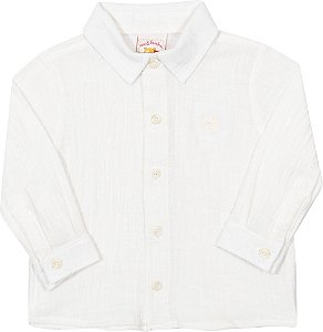 Camisa de Bebê e Infantil Social Masculina em Linho Misto