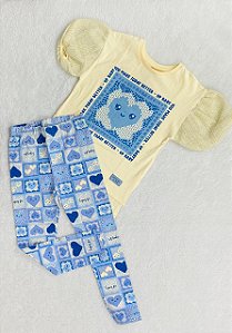 Conjunto Infantil de Verão com Legging Azul da Up Baby