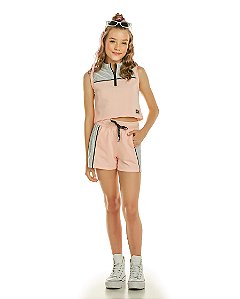Conjunto Juvenil com Shorts Blusa Cropped da Pinkx