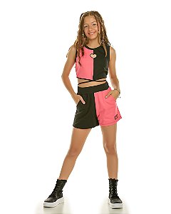 Conjunto Juvenil com Shorts Blusa Cropped da Pinkx