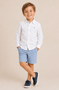 Conjunto Infantil Masculino com Camisa Social com Bermuda