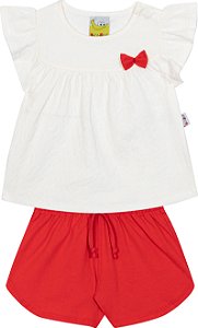 Conjunto de Bebê Fresquinho Short Vermelho da Nini Bambini