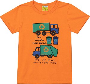 Camiseta Infantil Manga Caminhão de Lixo Educativa