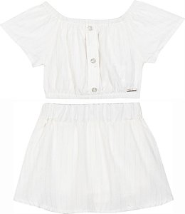 Conjunto Infantil Feminino com Saia Shorts Branco