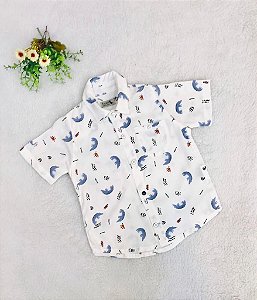 Camisa de Bebê Masculina Mangas Curtas Jacaré Viscose