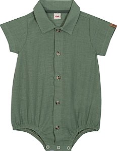 Camisa Body de Bebê Linho Misto Verde