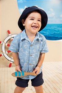 Camisa Infantil Casual Estampada Coqueiros Duas Cores