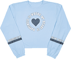 Blusa Juvenil Feminina de Manga Longa Azul