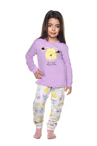 Pijama Infantil Feminino de Frio Monstrinhos 100% Algodão