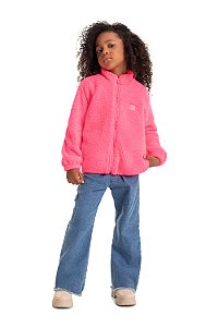 Jaqueta Infantil Feminina Aberta Pink Neon da Quimby