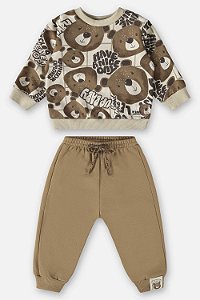 Conjunto Infantil de Frio de Menino Marrom Urso Up Baby