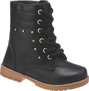 Coturno Infantil Feminino Preto com Cadarço
