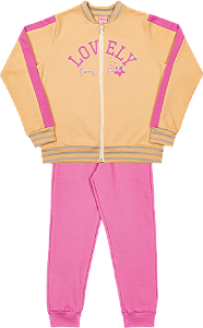 Conjunto Infantil Feminino Moletom Aberto com Zíper