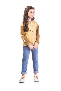 Blusa Infantil de Moletom Feminina Aberta com Capuz