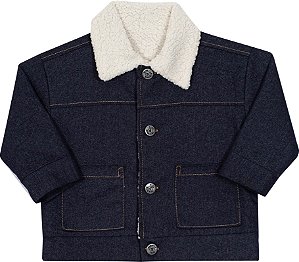 Jaqueta Jeans de Bebê Infantil Forrada com Pelinho