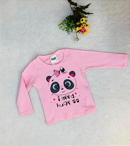 Blusa de Bebê Rosa Panda Algodão com Stretch