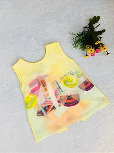 Blusa Infantil Feminina sem Manga Estampa Aquarela
