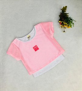 Blusa Infantil e Juvenil Modelo Beija Cós com Sobreposição