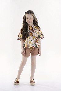 Conjunto Infantil Feminino Safari com Shorts da Up Baby