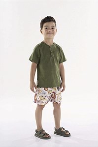 Conjunto Infantil Masculino da Up Baby Shorts Safari