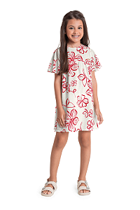 Vestido Infantil Casual da Quimby Estampado Floral