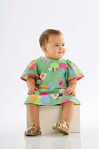 Vestido de Bebê da Up Baby Moderno Verde com Borboletas