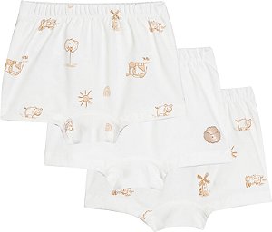 Kit de Cuecas Infantil 100% Algodão Boxer Dog