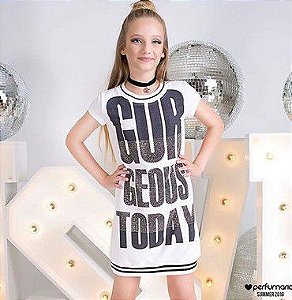 Vestido Juvenil de Moletinho Branco e Preto da Perfumaria