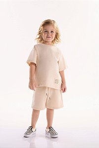 Conjunto Infantil Masculino da Três e Já Bermuda Liso