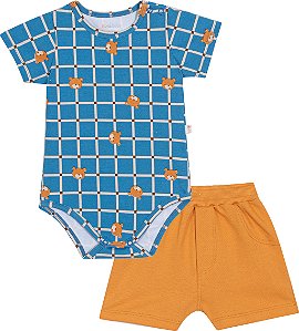 Conjunto de Bebê Masculino Short e Body Moderno