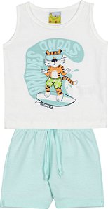 Conjunto Infantil Masculino de Regata Tigre nas Ondas