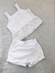 Conjunto Infantil Feminino com Shorts Laise Branco