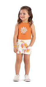 Conjunto Infantil Feminino de Verão com Shorts Fresquinho