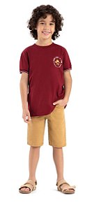 Camiseta Infantil Masculina Malha de Algodão Marsala