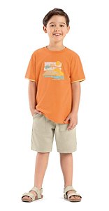 Camiseta Infantil Masculina Malha de Algodão Laranja