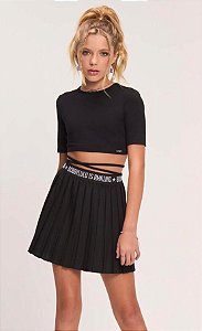 Conjunto Juvenil da Bobbylulu com Saia Pregueada Preto