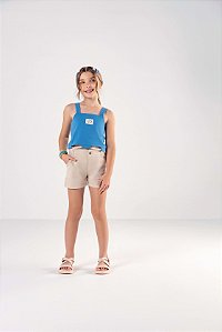 Short Infantil Sarja com Stretch e Elástico Ajustável