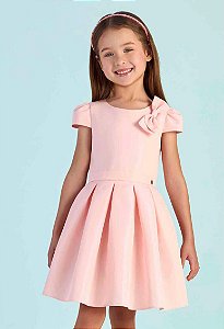 Vestido Infantil da Mon Sucré Tafetá Misto Rosa com Manga