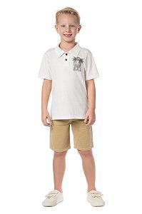 Camiseta Infantil Polo de Menino duas Cores Algodão