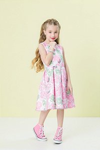 Vestido Infantil de Festa Floral Pregueado da Malagah