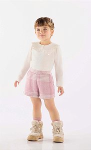 Conjunto Infantil Feminino da Up Baby Shorts Xadrez