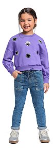 Blusa Infantil Moletom Fechado da Quimby Roxa